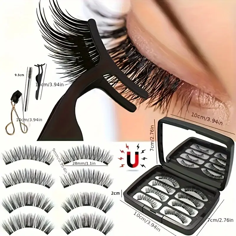 Magnetic Eyelashes Stable Quantum Magnetic Eyelash Set 3D False Eyelashes Are Easy to Use and Reusable Naturally Fluffy without Fragrance