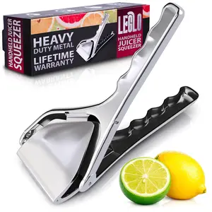 Lemon Squeezer Stainless Steel - Manual Citrus Juicer, Gets Every Last Drop - Slim Fold-Flat Press, Rust Resistant, Quick to Clean & Dishwasher Safe | for Lemon Lime Orange, Cocktails, Cooking, Drinks
