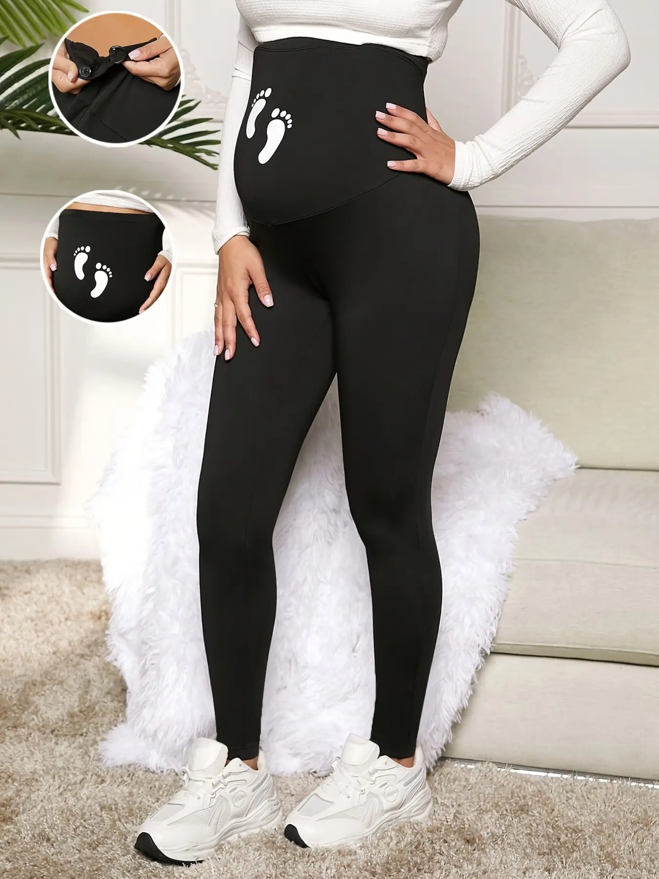 Black Summer Casual Stretch Versatile Sports Maternity Yoga Pants Maternity Clothing Pregnancy Clothes