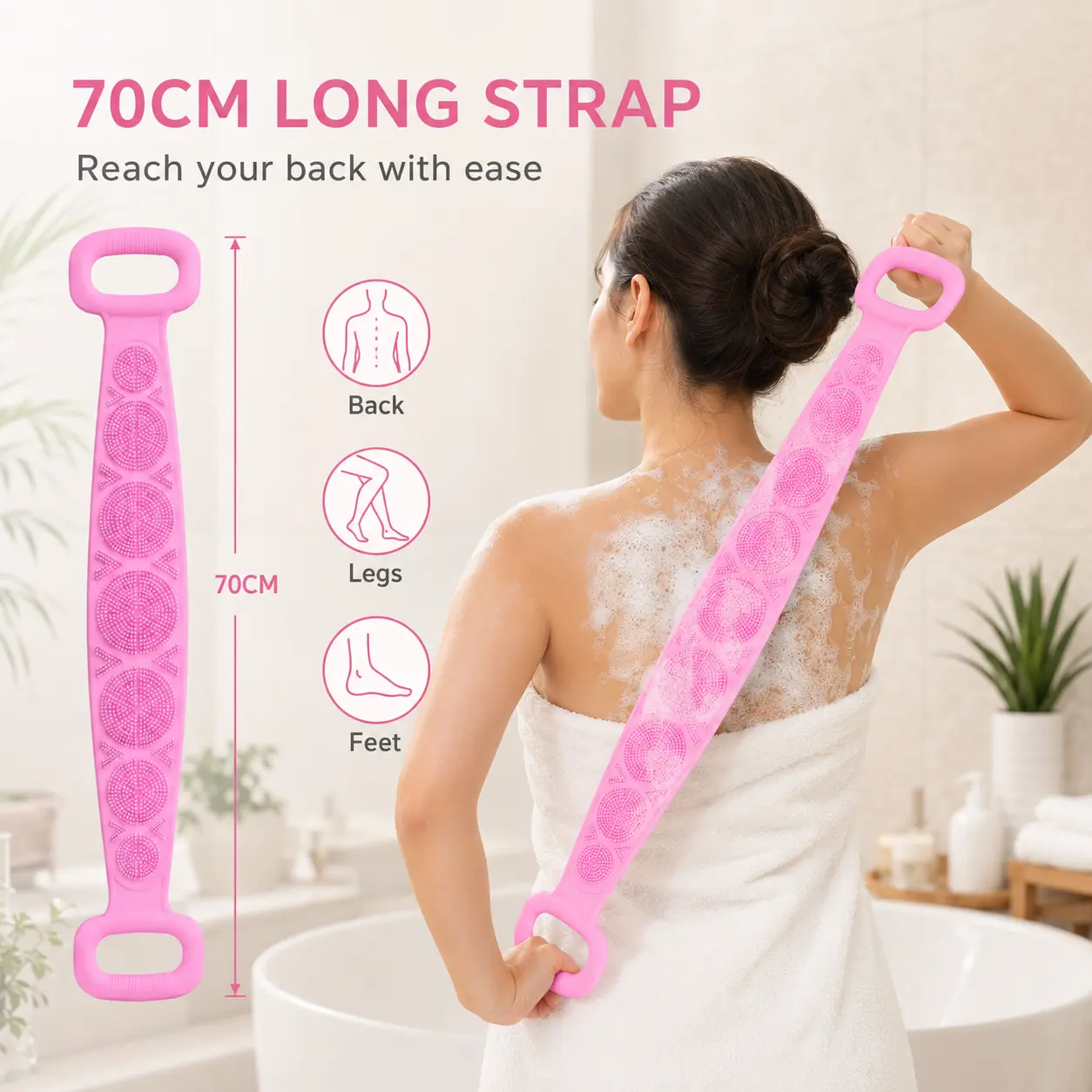 Bathing scrub towel, painless mud removal, thick and strong scrub towel for back and mud, easy back scrubbing, soft touch, double-sided use, for the bathroom
