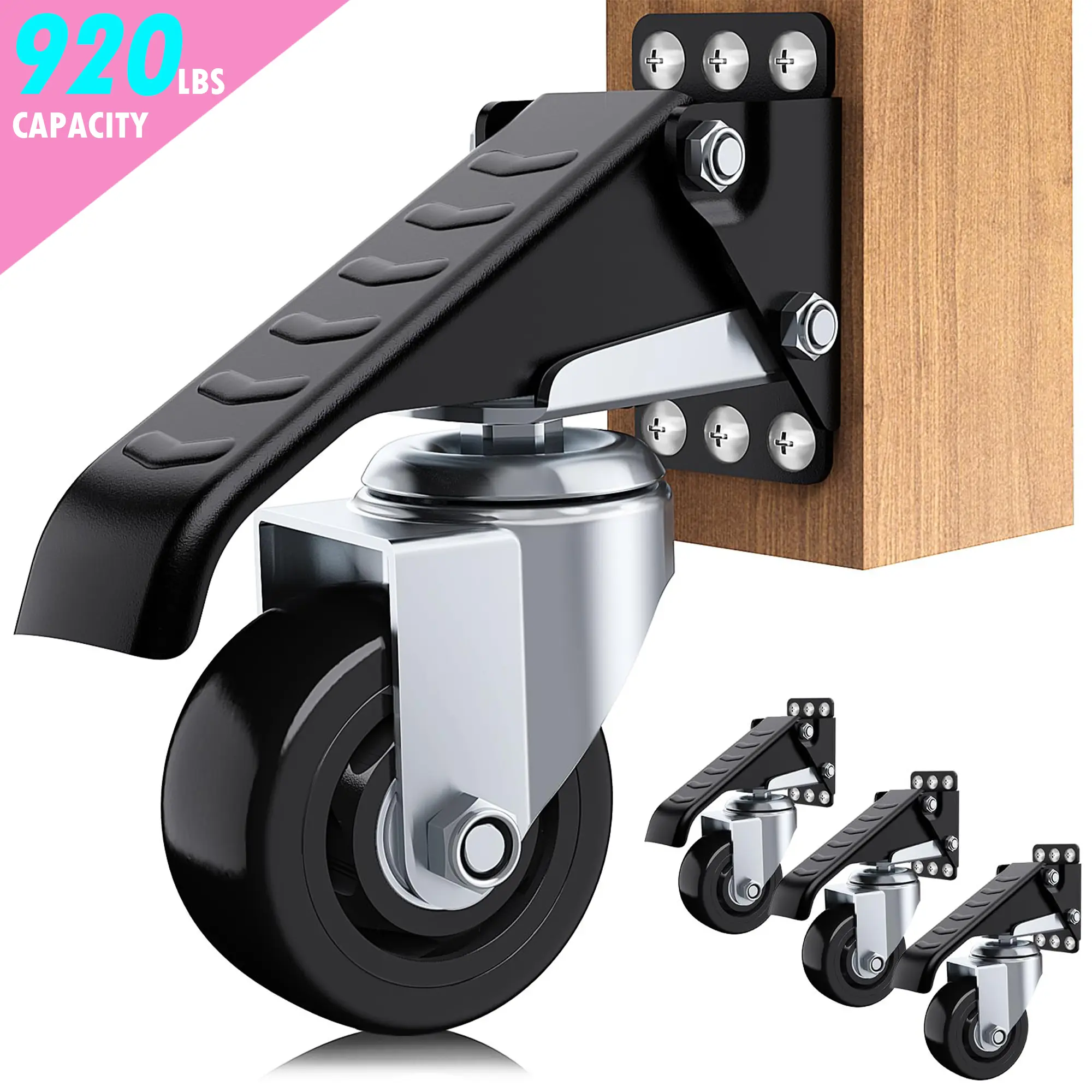 Workbench Casters kit 920 Lbs - Retractable Casters Heavy Duty Bench Caster Wheels Designed for Workbenches Machinery & Tables, 4 Pack
