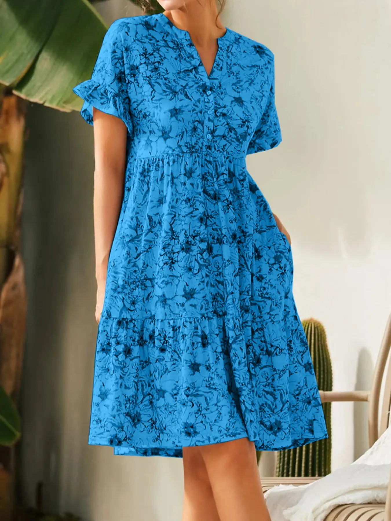 Women's Sweet Style Boho Ditsy Floral Short Dress, Bohemian Daily Wear, Summer Casual Long Skirt, Comfortable, Stylish and Feminine, Perfect for Daily Wear, Bohemian Style Dresses
