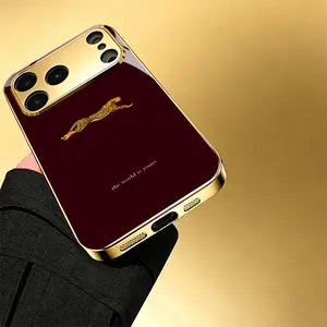 Leaping cheetah pattern design phone case for Samsung Galaxy Note 10/Galaxy Note 10 Plus/Galaxy Note 20/Galaxy Note 8/Galaxy Note 9/Galaxy Note 20 Ultra/Galaxy S8 Plus/Galaxy S9 Plus/Galaxy S10/Galaxy S10 Plus Light luxury gold glass texture phone case