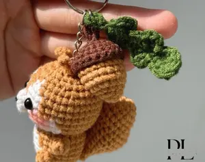 Loopy Puff - Crochet Squirrel With Acorn Keychain, Amigurumi Squirrel, Baby Squirrel Plush Toy Keychain, Squirrel Stuffed Animal, Squirrel Cute Gifts