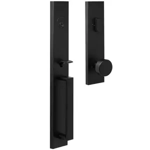 212 MAIN Xanthis Deadbolt Keyed 1-Side Handle Set with Mesa Knob, Adjustable Latches, Low Profile, Matte Black Door Security Lock