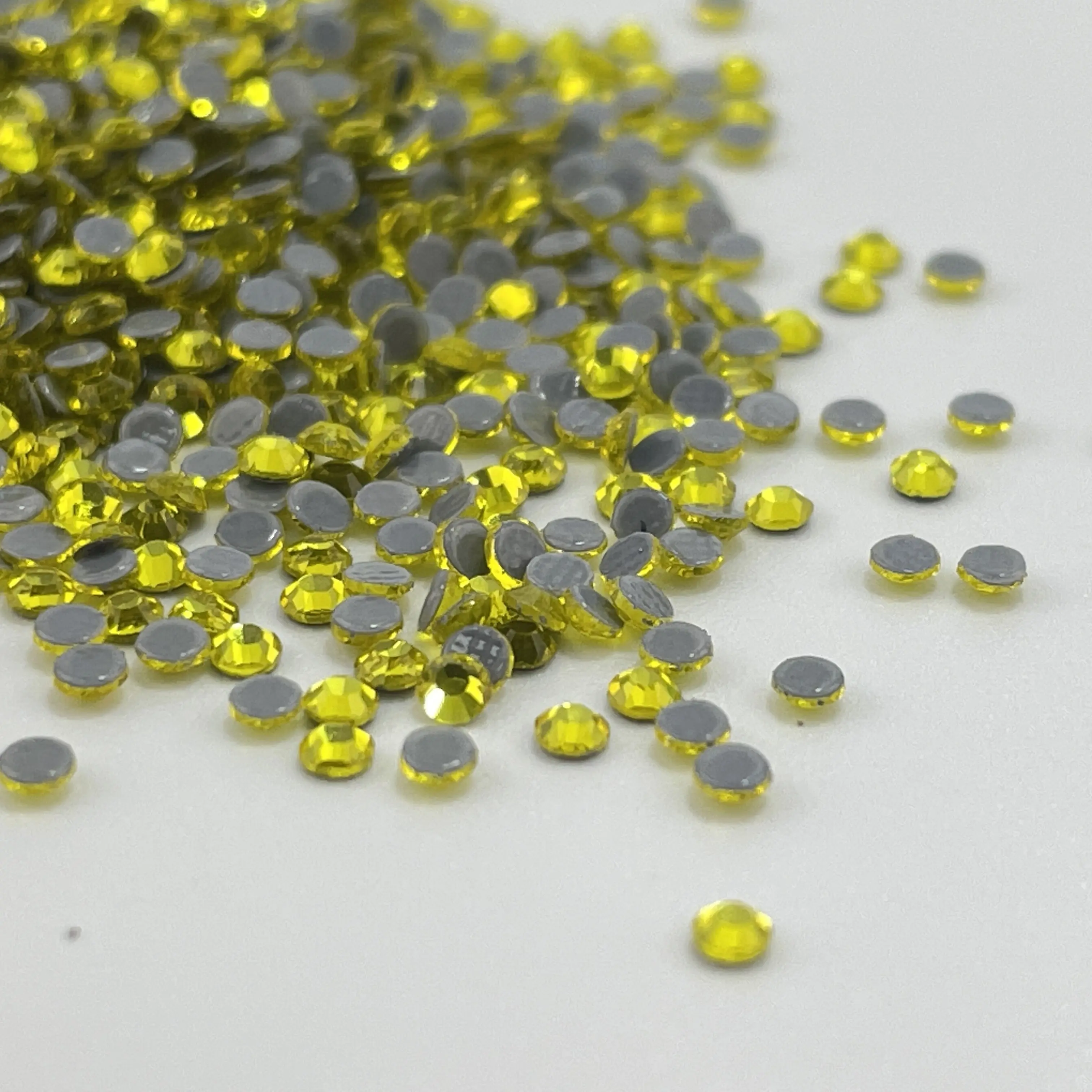 ASFA131 Faceted Citrine 12-Cut Hot Fix Rhinestones (SS6), Durable Fashion Accessory for Jewelry Crafts, Stylish Apparel Decoration, Round