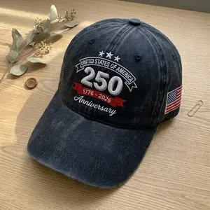 Embroidered 250th Anniversary USA Washed Out Hat, America 1776-2026 Baseball Cap, Patriotic 250 Anniversary Classic Hat, Fourth of July Cap, Perfect Gift