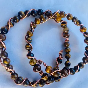 Triple Copper Wrapped Tiger Eye Bracelet