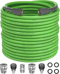 Purilitzs Pressure Washer Hose 100FT with M22-14/15 Fittings, 1/4 Inch Kink Resistant Replacement Hose 4000PSI with Leak-Free M22 to 3/8 Quick Connect Adapters Kit, Green