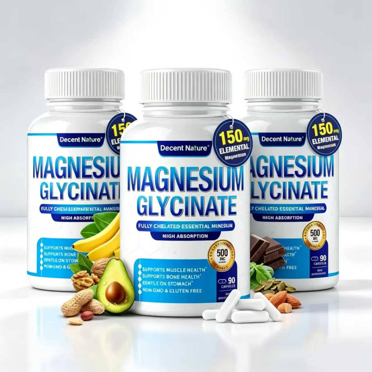 （Flash Sale 3 bottles）Magnesium Complex 1000mg Made with 7 Elemental Magnesium 90 Capsules