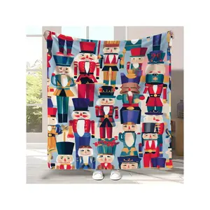 Whimsical Colorful Nutcracker Patterned Throw Blanket