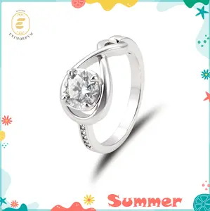 Moissanite 1ct Eternal Embrace Entwined Ring Silver-Plated Wedding Engagement Anniversary Valentine's Day Romantic Gift Daily Wear