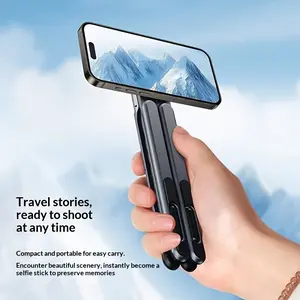 New Magnetic Phone Stand, Handheld Selfie Stick Stand Desktop Multi-Function Foldable Adjustable Smartphone Tablet Laptop Holder, Universal Compatibility