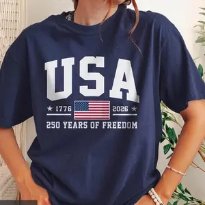 Comfort Colors 250 Years of Freedom USA Shirt, 1776 -2026 American Flag SemiQuincentennial Birthday