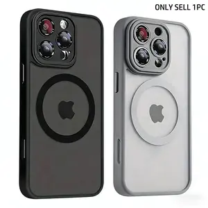 Luxury Matte Magnetic Wireless Charging Phone Case, Shock-Absorbing Lens Protection Casing for Apple iPhone 11/12/13/14/15/16/17 Pro/Pro Max/Plus