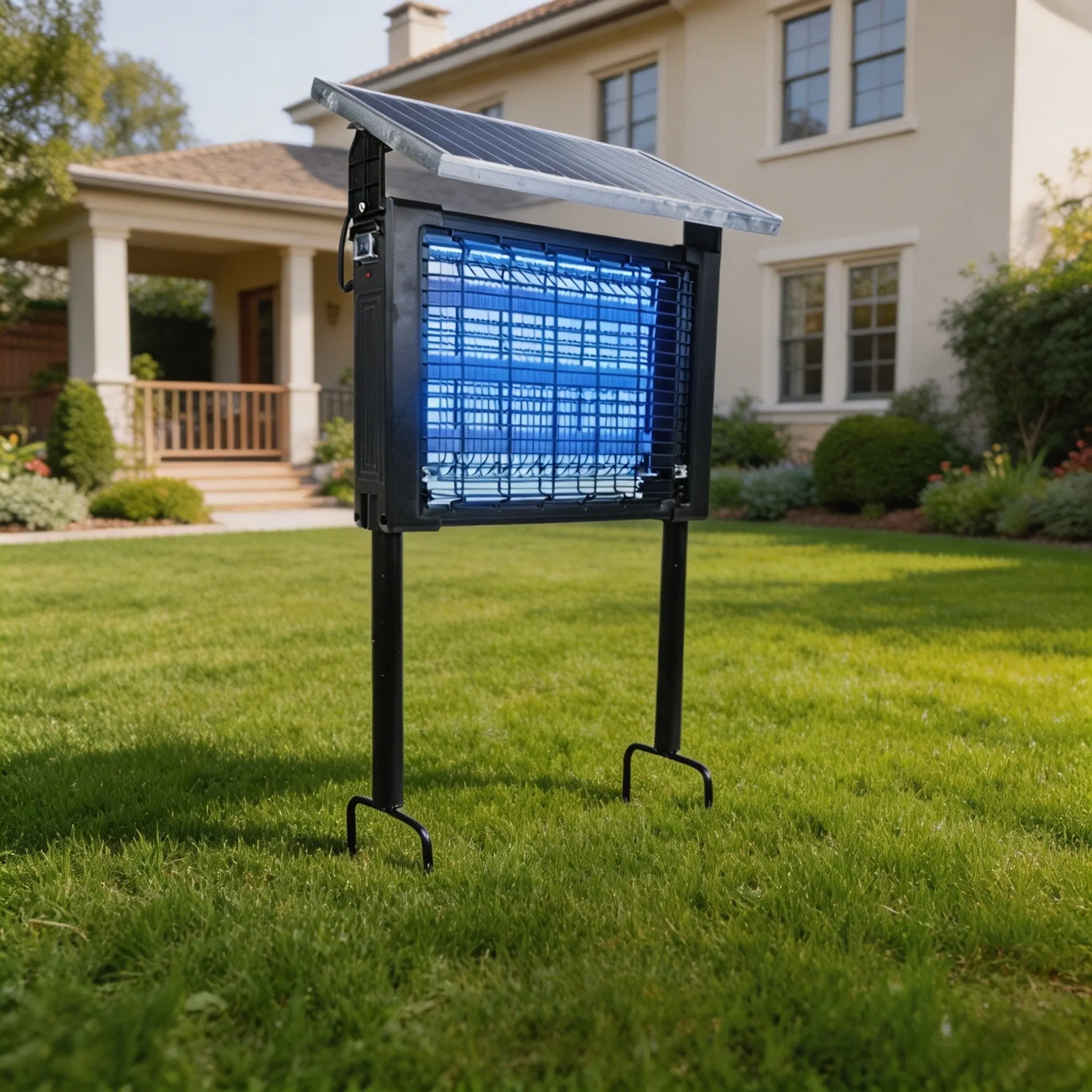 Outdoor Solar Mosquito Killer Lamp, IPX4 Waterproof Bug Zapper, Ground Insert, UV Fly Control for Garden, Yard and Farm, Rechargeable, Electronic Mosquito Zapper