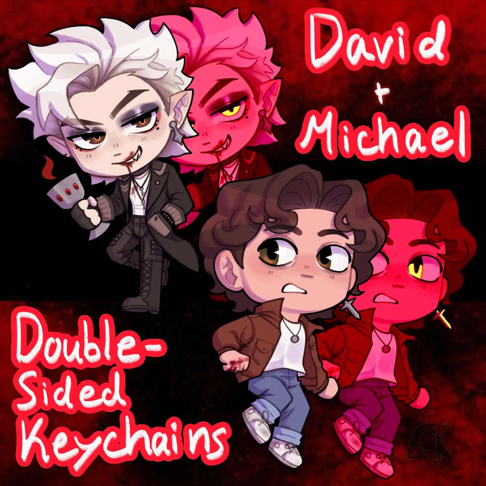 Michael + David Keychains | The Lost Boys Acrylic Keychains, Perfect Gift for Fans & Collectors