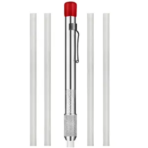 Welding Marking Pencil with 2 or 4 Soapstone Rounds, Auxiliary Tool for Metal Aluminum Casting Marking, Durable & Precise