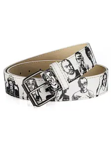 Rapper Printed Hip-Hop Street Belt Adjustable PU Leather Waistband Fashion Versatile Rock Rep Persona Pin Buckle Belt Men Women