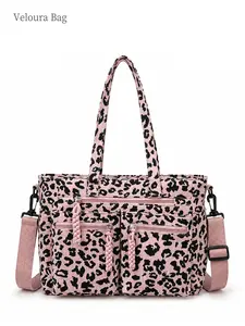 1pc Pink Leopard Tote Bag for Women, Large Capacity Multi-Pocket Handbag, Shoulder & Crossbody Bag with Multiple Zippers, Lightweight Organizer Fits Phone, Tablet, Bottle & Essentials, Perfect for Work, Travel, Gym, Shopping, Stylish Gift