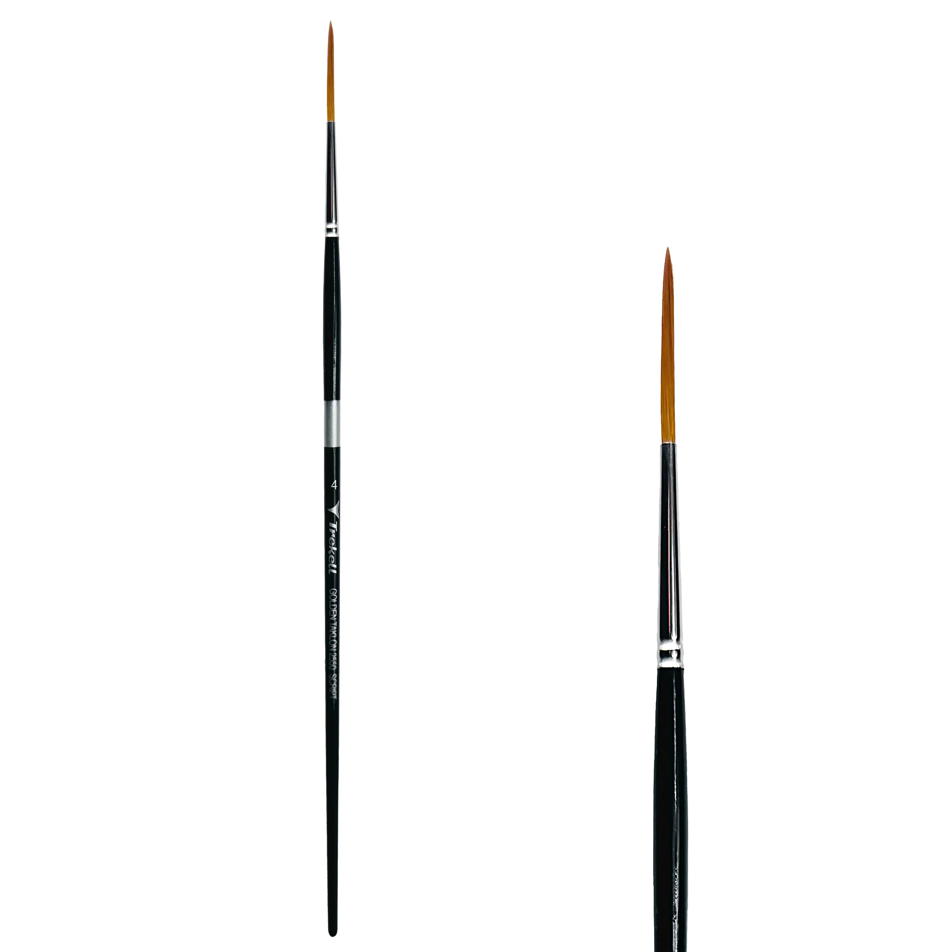 Trekell Golden Taklon Long Handle Artist Brush -  Size #4 Script Rigger