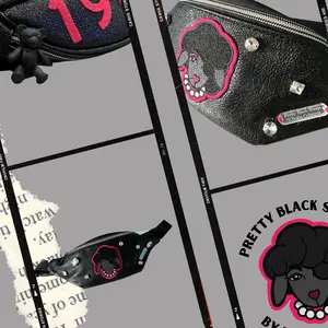 Hands Free waist bag with rhinestones and custom patch work PU Leather