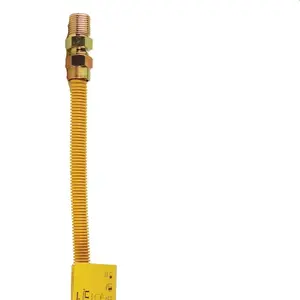SS Flex Gas Line 3/8” x 18” Yellow w/ 1/2”MIP x 1/2”FIP Ends Flexible Installation Easy Connect