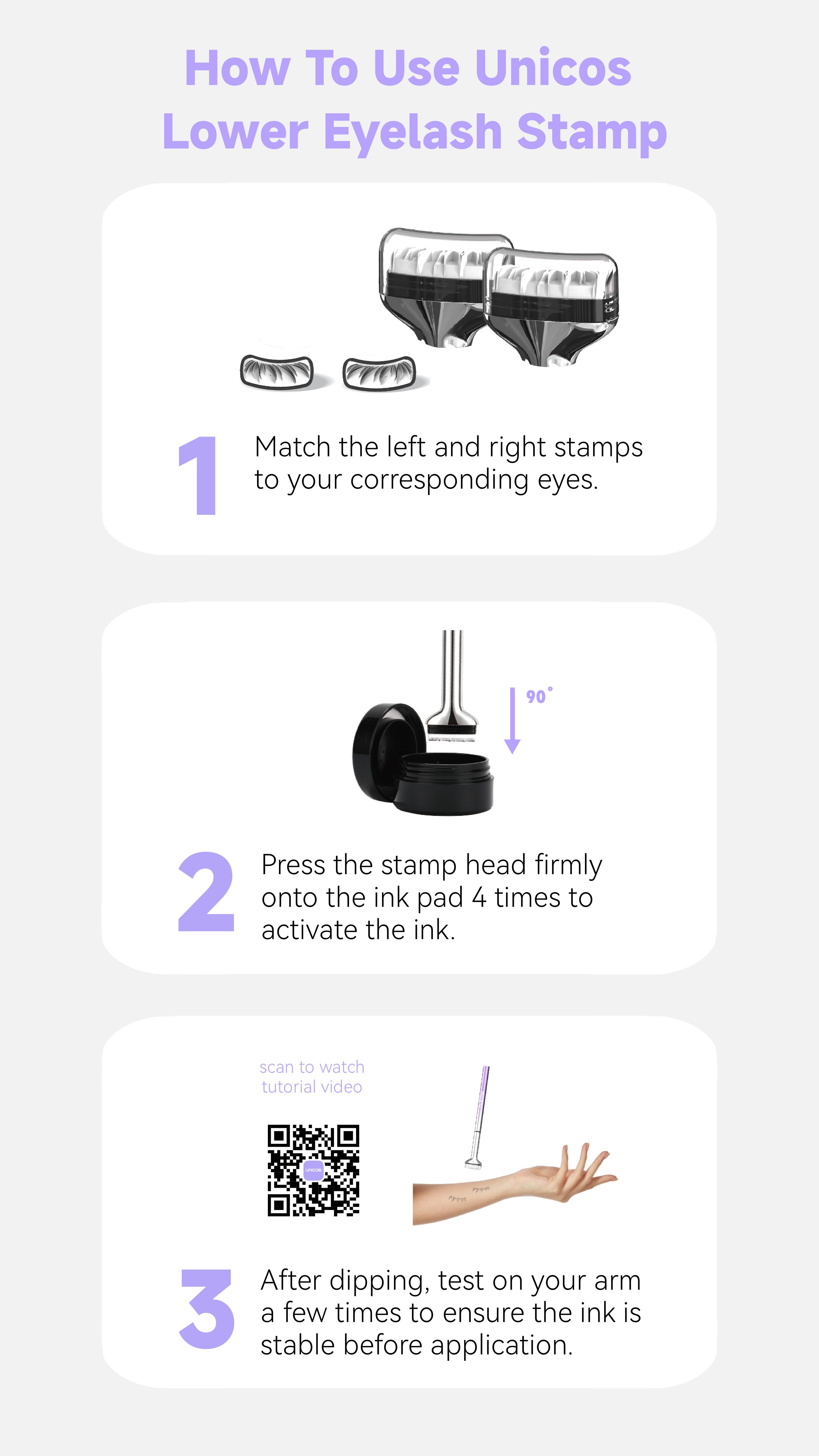 【NewGen】Unicos Lower Eyelash Stamp 2-in-1 Eye Makeup Tool with Waterproof Ink, Compact Design, Easy Application for Natural Look, Cosmetics, dealsforyouday