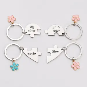 Mother & Children Puzzle Keychain Set for 4, Mom Big Sister Little Sister Brother Family Matching Keychains, Sweet Meaningful Gift for Mother’s Day, Birthday, Christmas or Just Because
