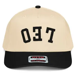 RIVEMUG NX1 Upside Down Leo Embroidered 2 Tone Hat Mid Crown Curved Bill Snapback Cap for Men and Women