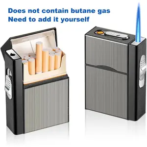 Outdoor Portable Windproof Lighter Case, USB Charging Lighter Box for Livingroom Bedroom Office Outdoor(Without Butane Gas)