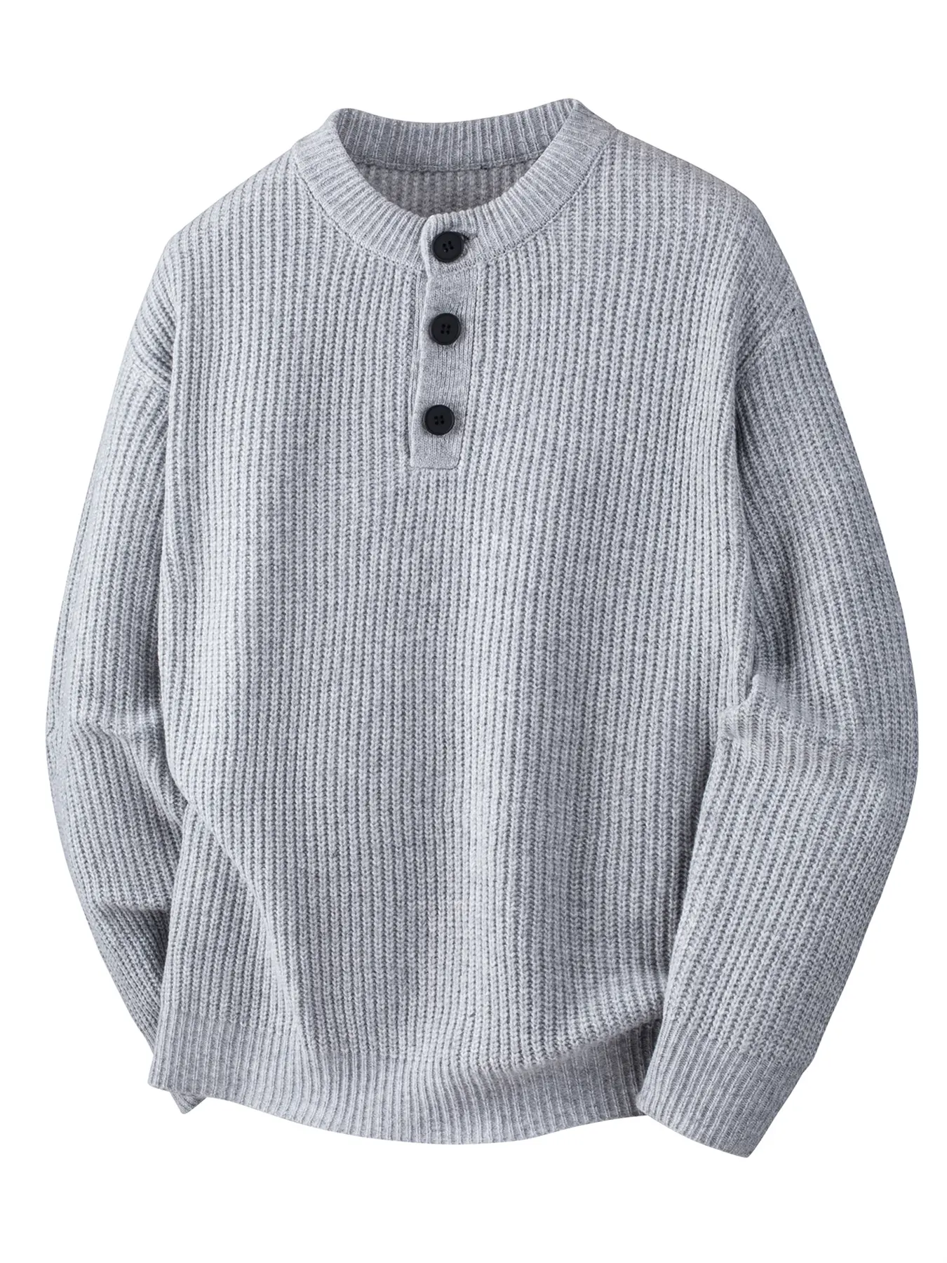 Brand Design Henley Sweater, Soft Polyester Pullover with Longsleeves and Button Details for Casual Autumn-Winter Wear, Pairs with Jeans, Shirt, Knitwear, Stylish, Fashion Apparel, Halloween, Buttons, Thanksgiving, Basic