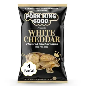 Pork King Good Pork Rinds (Chicharrones) (White Cheddar, 4 Pack)