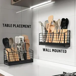Utensil Holder, Stainless Steel Utensil Drying Rack for Kitchen Counter, Silverware Cutlery Flatware Holder Forks, Knives, Spoons, Chopsticks Organizer