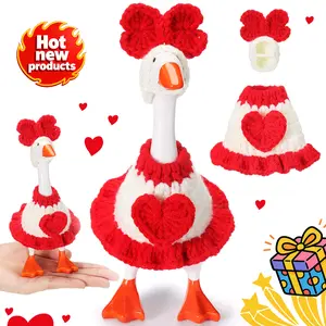 Desk Goose Outfits Mini Desktop Motion Goose Toys Knitting Clothes Hats for Magnetic Geese Key Holder Holiday Decor Giving A Gift To Your Partner