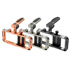 Phone Stabilizer Cage w/ Detachable Bluetooth Remote & Dual Cold Shoe for/Facebook Recording Huawei Black/Gray/Orange