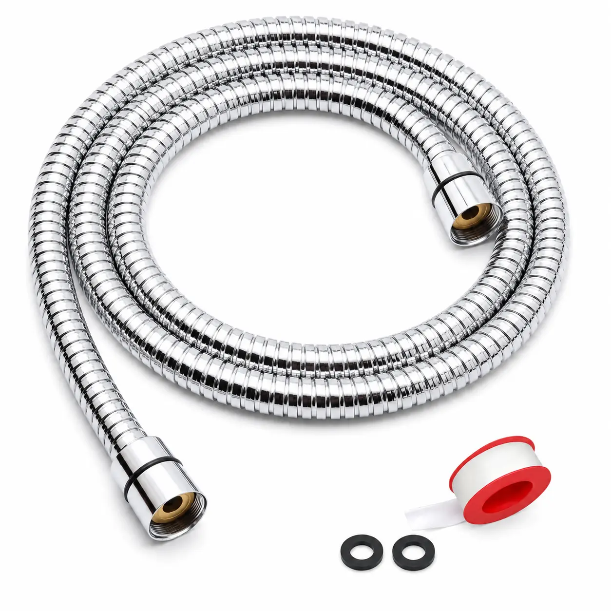 Chrome Finish Kink-Free Shower Hose - 79in or 59in Coiled Tube, Solid Brass Nuts, Anti-Rust, Reaches Far, No Plumber Needed, Ideal for Tall Adults & Wiggly Kids