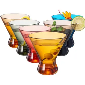 13-Ounce Colorful Pastel Plastic Stemless Martini Glasses (Set of 4), Martini, Margarita, Champagne & Cocktail Reusable Glasses, BPA-Free, Shatter-Proof, Dishwasher-Safe, Poolside Perfect, Outdoors