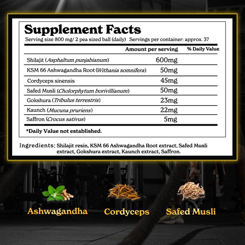 BetterAlt Cordyceps Shilajit Resin | with KSM-66 Ashwagandha, Safed Musli | Lab-tested | Pre-Workout for Muscle Recovery, Performance | 75 Sevings