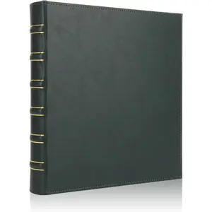 Vintage Hardback 1 Inch 3 Ring Binder, Professional Leather D Ring Binders Fits 8.5" x 11", Ideal for Photo Album, Home, School and Office Supplies - Dark Green