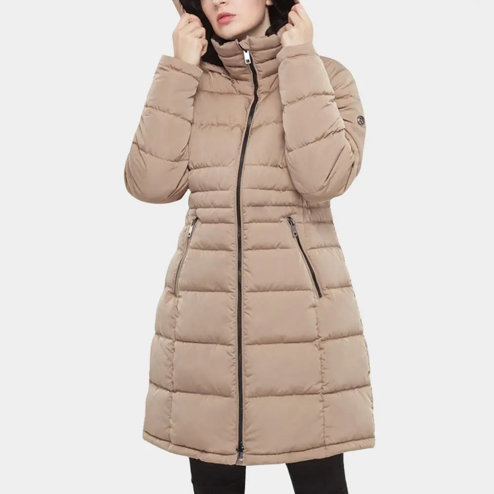 Rokka&Rolla Women's Heavy Long Winter Coat with Fleece Hood Parka Jacket-Ice Coffee