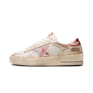 STARDAN LEATHER UPPER WITH NET LAMINATED LEATHER STAR AND HEEL LEATHER TOE "WHITE RED"