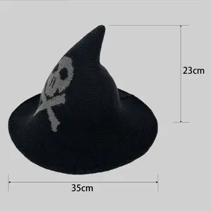 New Skull Wizard Hat Magic Cosplay Prop Ghost Head Pointed Top Halloween Hat