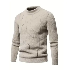 Men's Thickened Half Turtleneck Sweater - Geometric Pattern Black and Gold Slim Fit Warm Base Shirt, Autumn Winter Casual Wear, Comfortable Long Sleeve High Waist Active Skirt with Shorts Hawaiian Tiki