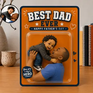 Personalized Photo Dad & Kids Cartoon Acrylic Plaque, Custom Photo Dad And Kids 3D Effect Acrylic Block,Fathers Day 2026,Gift For Dad, Dog Dad