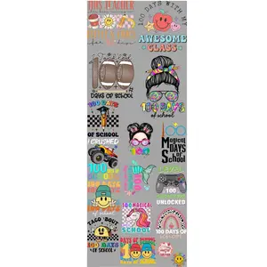 100 Days Of School  DTF Transfers Gang Sheet 22” wide x 60” long DIY Direct to Film T Shirt Transfers