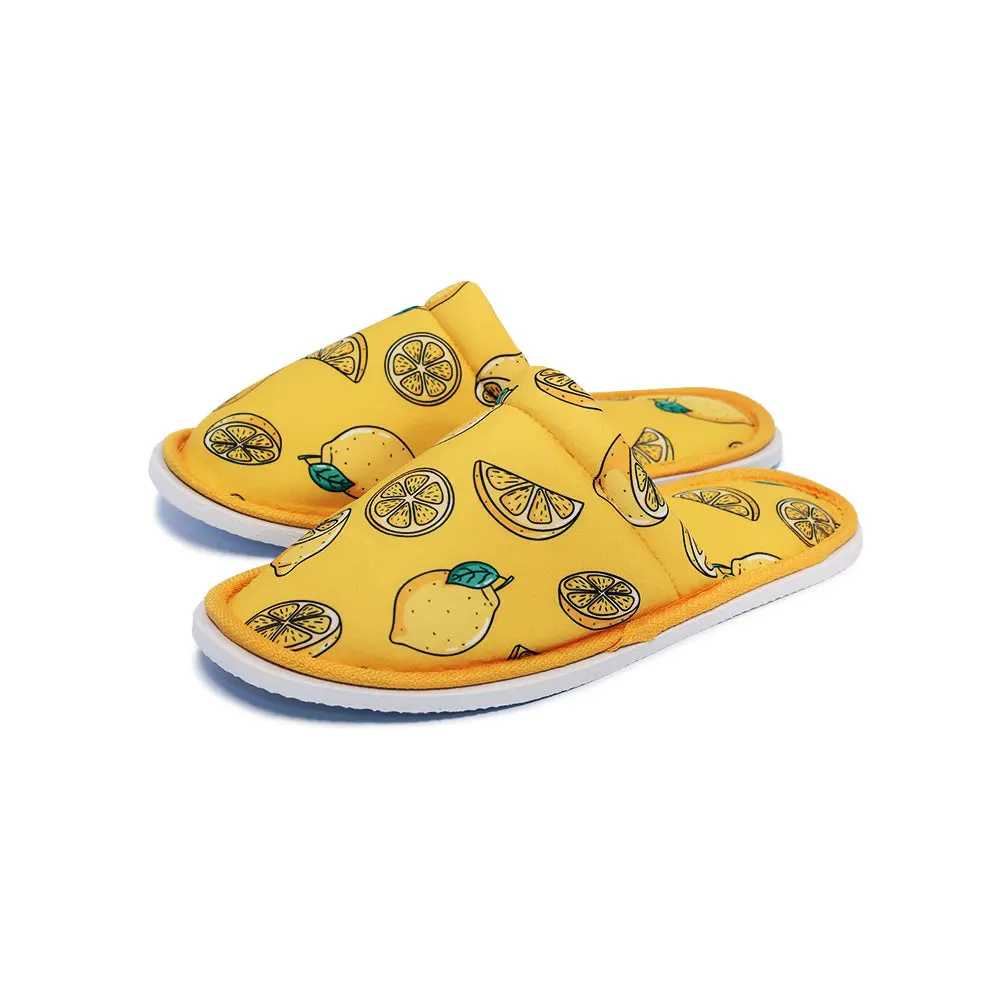Chochili Men Lemon Home Slippers Yellow and Green Lightweight Silent Walk Size 8 to 10