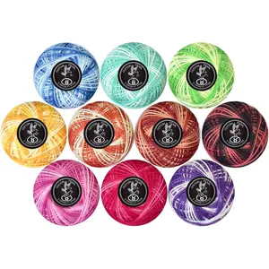 Crochet Thread 10 Balls Cardinal Size 8 for Crochet Hardanger Cross Stitch Needlepoint Hand Embroidery (Variegated colros)
