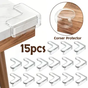 15pcs Round / 15pcs L-shaped Transparent Edge Furniture Corner Protectors | Safety Cushioning for Tables, Children's Beds, and Fireplaces, Edge Protection Soft Strips to Prevent Bumps