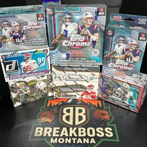 Break #37 *7 Boxes* Random Teams (1) 2025 Prizm No Huddle Hobby (1) 2025 Topps Chrome Mega (1) 2025 Topps Chrome Blaster (1) 2025 Topps Chrome Hanger (1) 2025 Donruss Optic Blaster (1) 2025 Donruss Blaster (1) 2024 Select Blaster